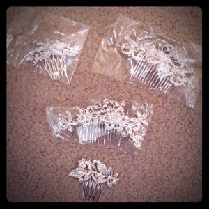 Lot of 4 new pearl wedding hair combs